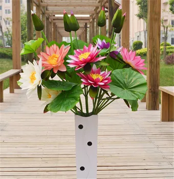 

Fake Water Lilies Flower 120cm/47.24 inches Length Water Lily 5 Colors for Wedding Party Artificial Flowers