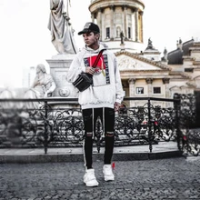 Обтягивающие джинсы с высокой талией и дырками, уличные черные джинсы, мужские полосатые штаны в полоску, рваные эластичные узкие джинсы-карандаш