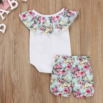 

Baby Girl Cotton Romper Crop Tops Tank+Floral Shorts Princess Outfit Clothes 2Pcs