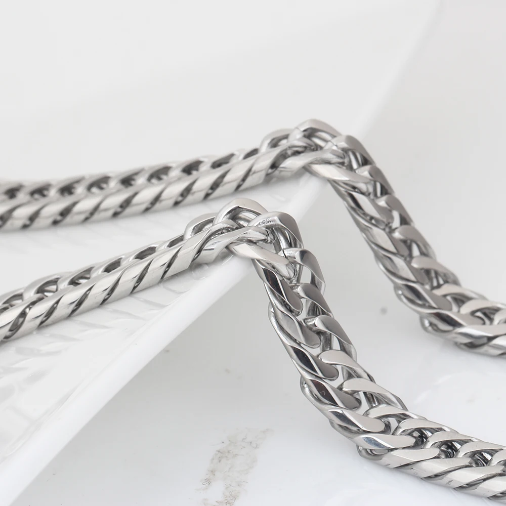 NIBA 8 мм широкое мужское ожерелье 24 дюйма из нержавеющей стали с серебряным покрытием Мужская цепочка ожерелье, модное ювелирное изделие