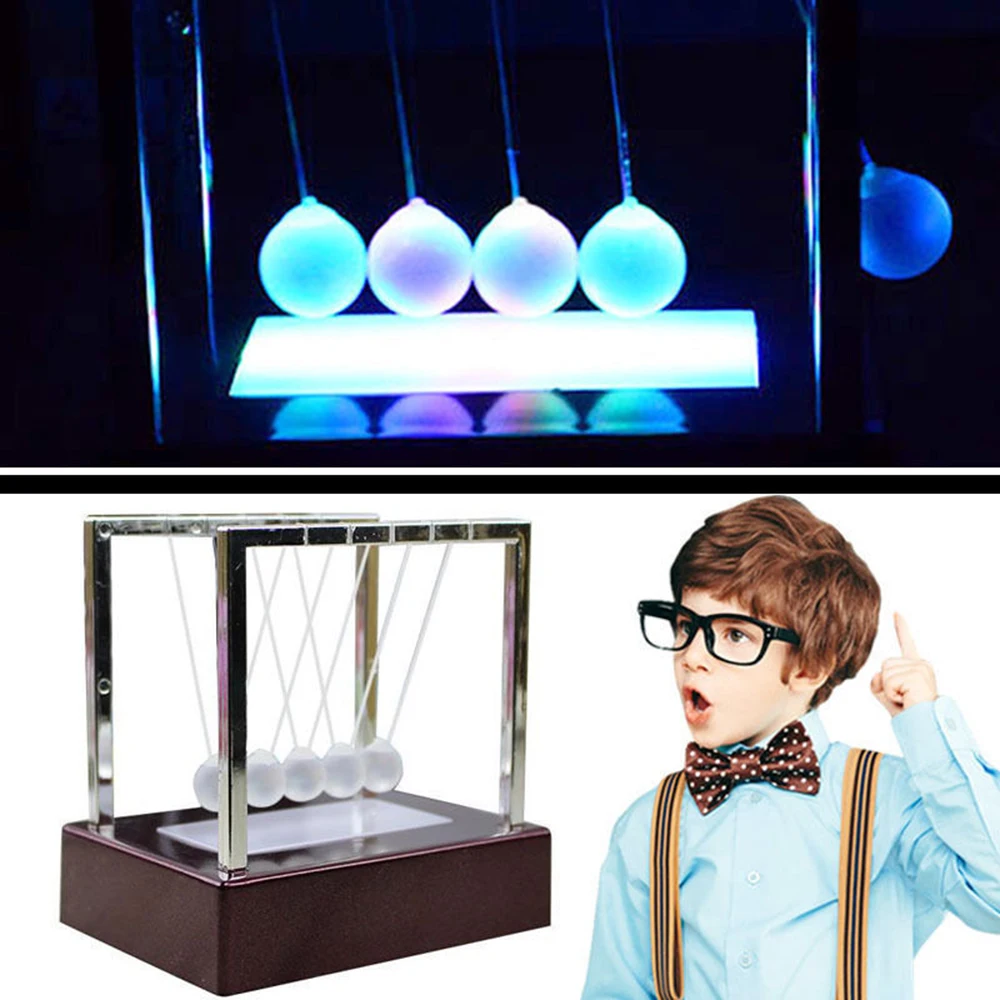 

Early Fun Children Development Educational Desk Toy Gift Luminous Newtons Cradle Steel Balance Ball Physics Science Pendulum