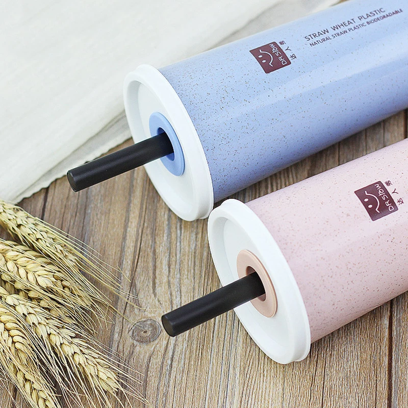 

GUIBOBO Creative Wheat Straw Juice Cup With Straw And 2 Plastic Cap Cover Water Bottle 450ml Coffee Mug NO0197161216