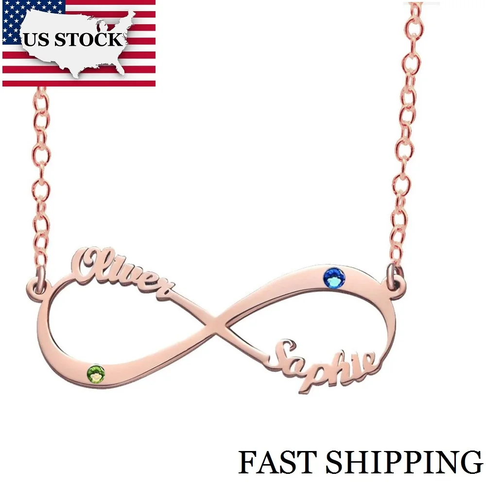 

US STOCK Uloveido 925 Sterling Silver Personalized Necklaces & Pendants Infinity Pendant Necklace Women Letter & Stone 2018 Y415