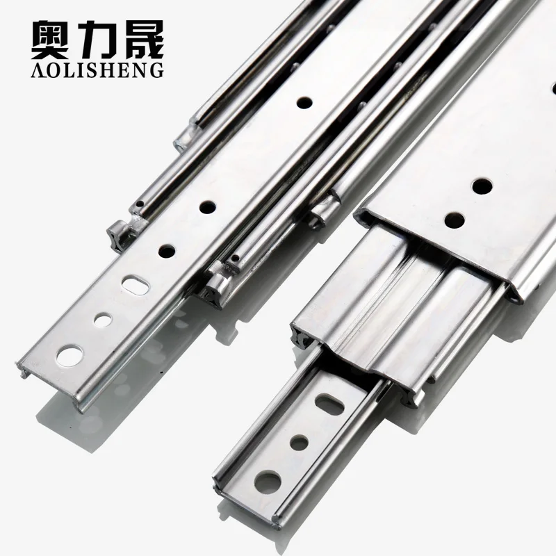 Drawer Heavy Duty Cabinet Slide Rail 3 Fold Ball Bearing 220 Kg