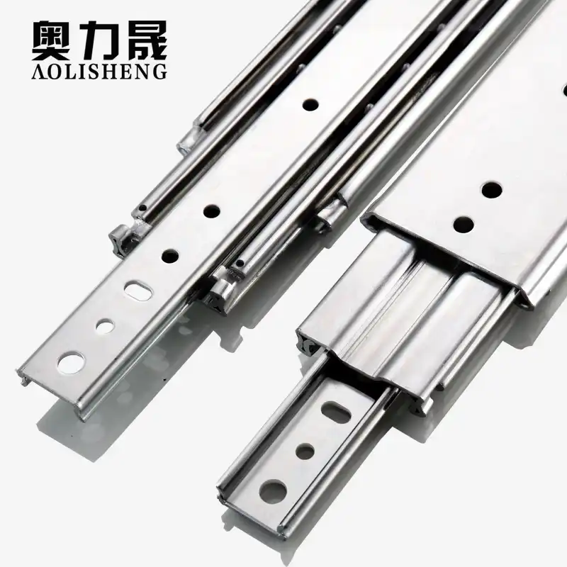 Drawer Heavy Duty Cabinet Slide Rail 3 Fold Ball Bearing 220 Kg