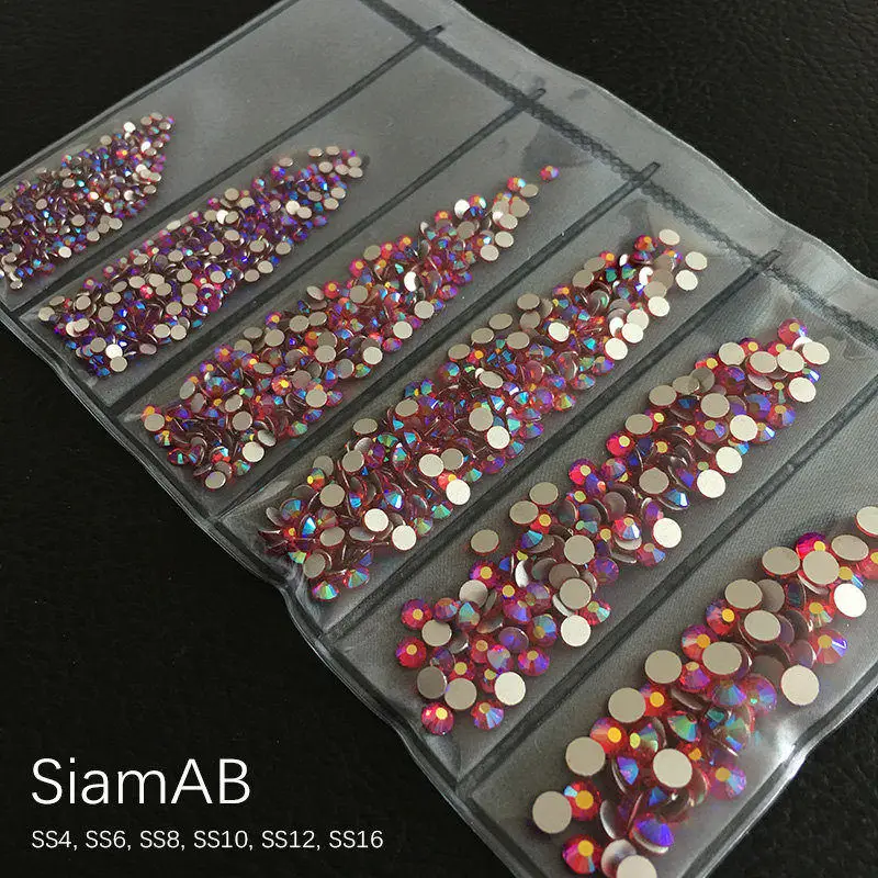 SS4-SS16 Стразы для дизайна ногтей с плоской задней поверхностью Блестящий Кристалл DIY Ювелирные изделия бриллианты дизайн аксессуары для маникюра - Цвет: Siam AB