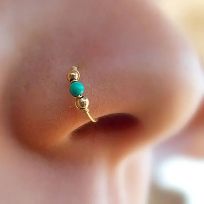 

Retro Round Beads Piercing Jewelry Nose Ring Earrings Septum Tragus Piercing Fake Industrial Piercing Oreja Body Jewellry Bijoux