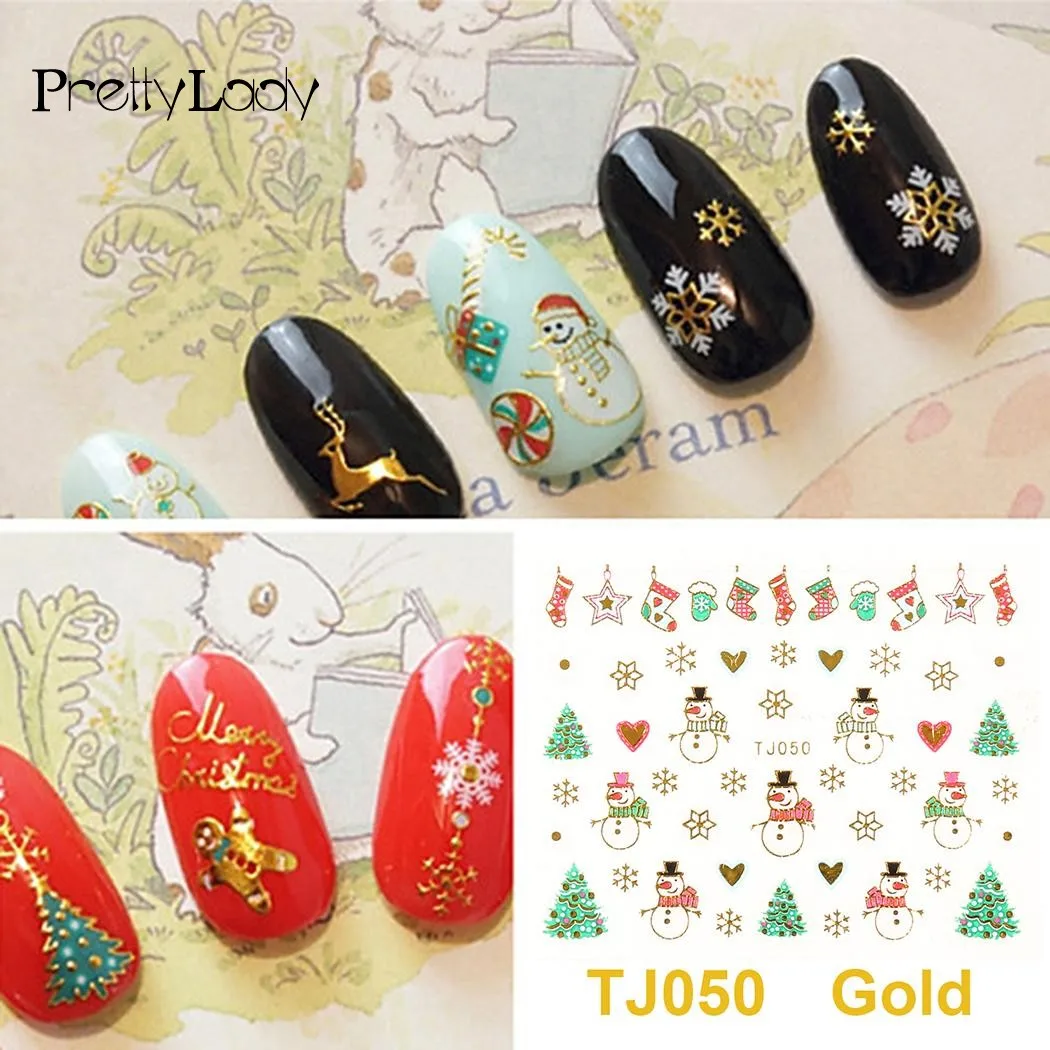 FOCALLURE 1 Sheet Christmas Nail Sticker Snowflakes Snowman Xmas Tree