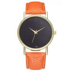 Женская мода Повседневный Кожаный ремешок аналог кварцевые круглые часы Простой Ретро дизайн классический Vogue кожаный ремешок часы