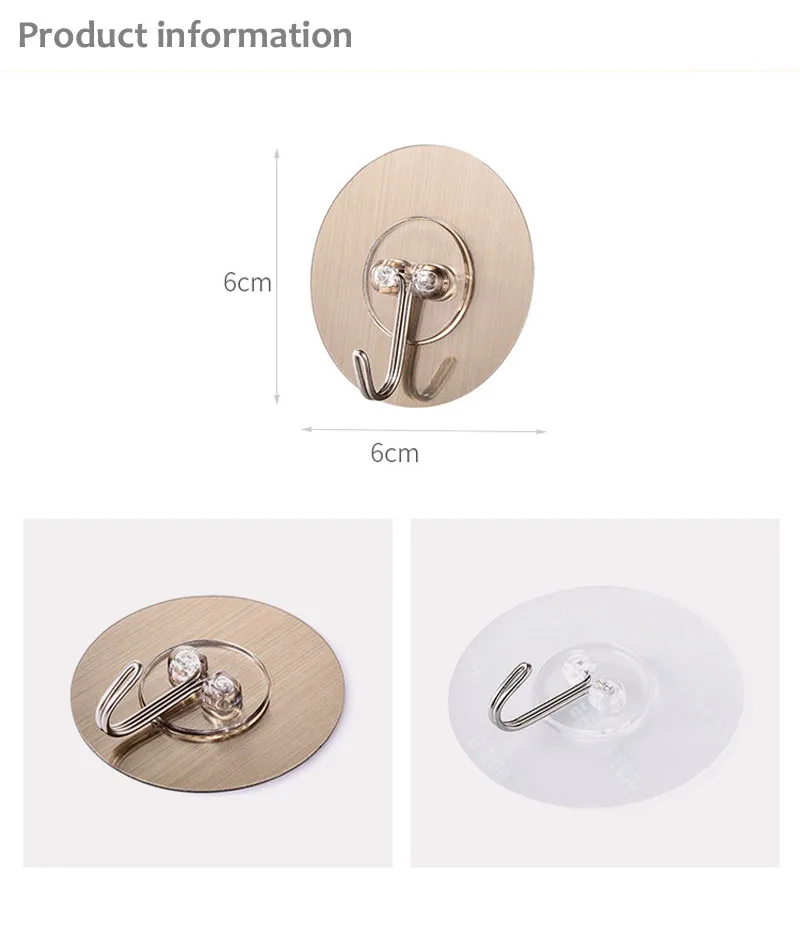 Seamless Wall Hooks Hanging Stainless Steel Hooks Kitchen Bathroom Hangers Bag Key Wall Hooks Wall Hangers Round Shape (6)