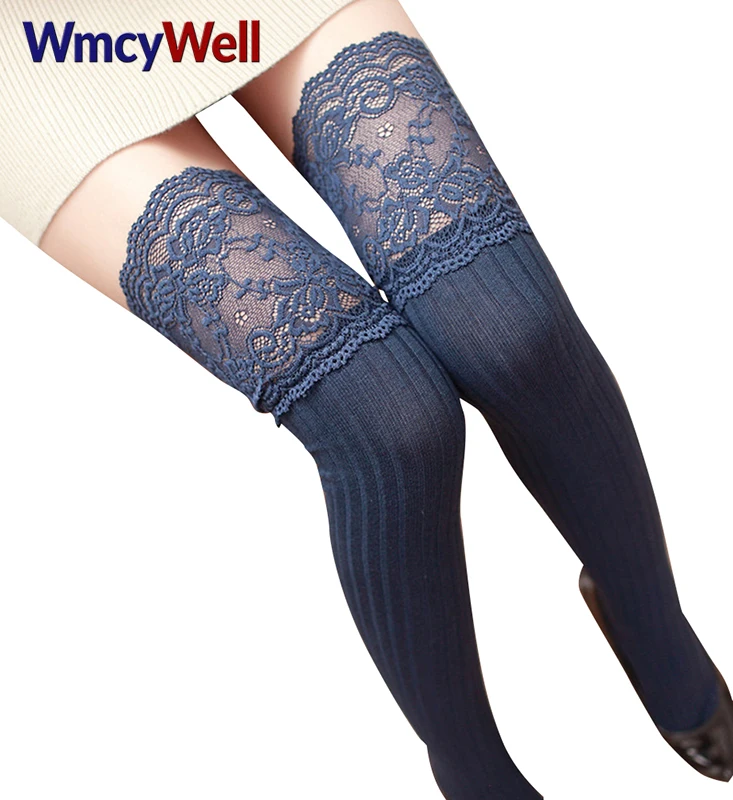 WmcyWell 1 Pair Female Sexy Stocking Patchwork Warm 2017 Long Lace