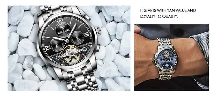 Швейцарские сертифицированные подлинные механические часы, полностью автоматические водонепроницаемые часы с червоточиной, мужские часы от известного бренда, тренд, новинка T