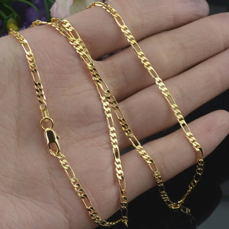 

LETAPI 2mm Width Gold Necklace For Women Men Silver Link Chains Necklace Fashion Jewelry Wholesale