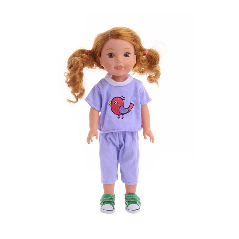 

New Doll Clothes Cartoon Pajamas Two-piece Suit for 43 cm Doll or 14.5 inches Wellie Wishers Doll