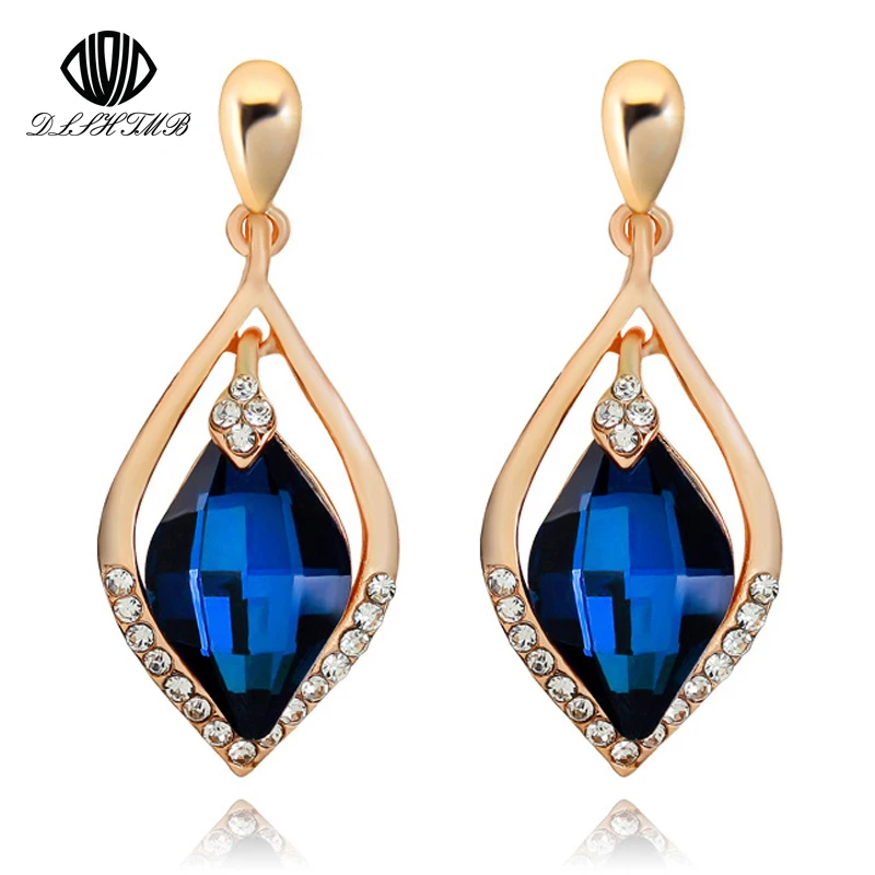 

2016 Vintage Crystal Blue Stone Earring Water Drop Fashion Big Long Earrings For Women's Gift Dangle Earrings Trendy