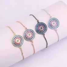 10 шт. ZYZ149-6005 Женские Браслеты Micro Pave CZ разъем для глаз бисер разноцветный браслет Регулируемая цепочка плетеный браслет