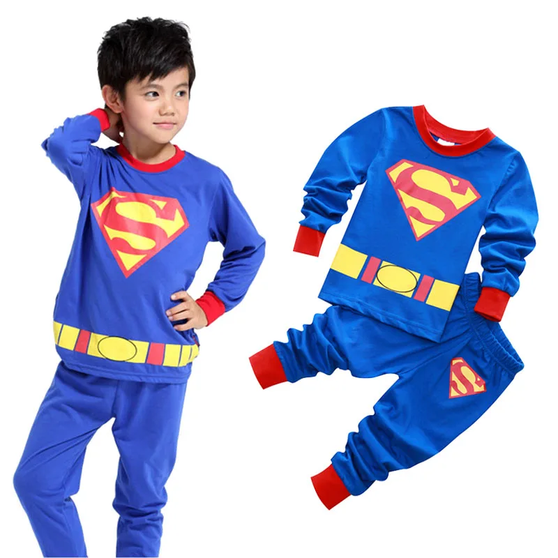 Костюм на Хэллоуин, пижама «Супермен», костюм для детей, хлопковый комплект одежды для сна для мальчиков и девочек, детская одежда «Супермен», «мстители»