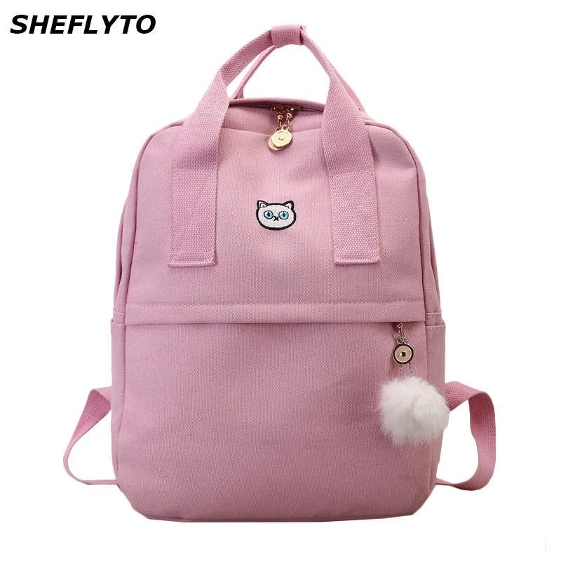 

2018 Preppy Style Canvas Backpacks Women Cartoon Printing Backpacks School Bags For Teenager Girls Schoolbag Female Travel Bags