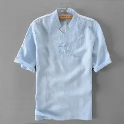 Комплект синего цвета футболки с коротким рукавом для мужчин модный бренд мужские рубашки стенд воротник летние мужские рубашки твердого