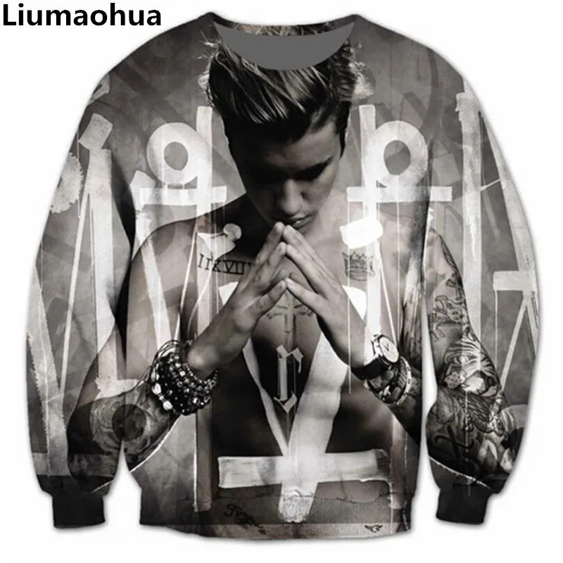 Liumaohua Fashion Women Men Justin Bieber Purpose 3D print fleece Sweatshirt Crewneck Fashion Clothing Outfits Sweatshirt tops