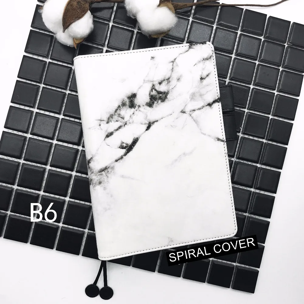 White Marble Spiral Journal Cover B6 DIY Diary Agenda Gift Free