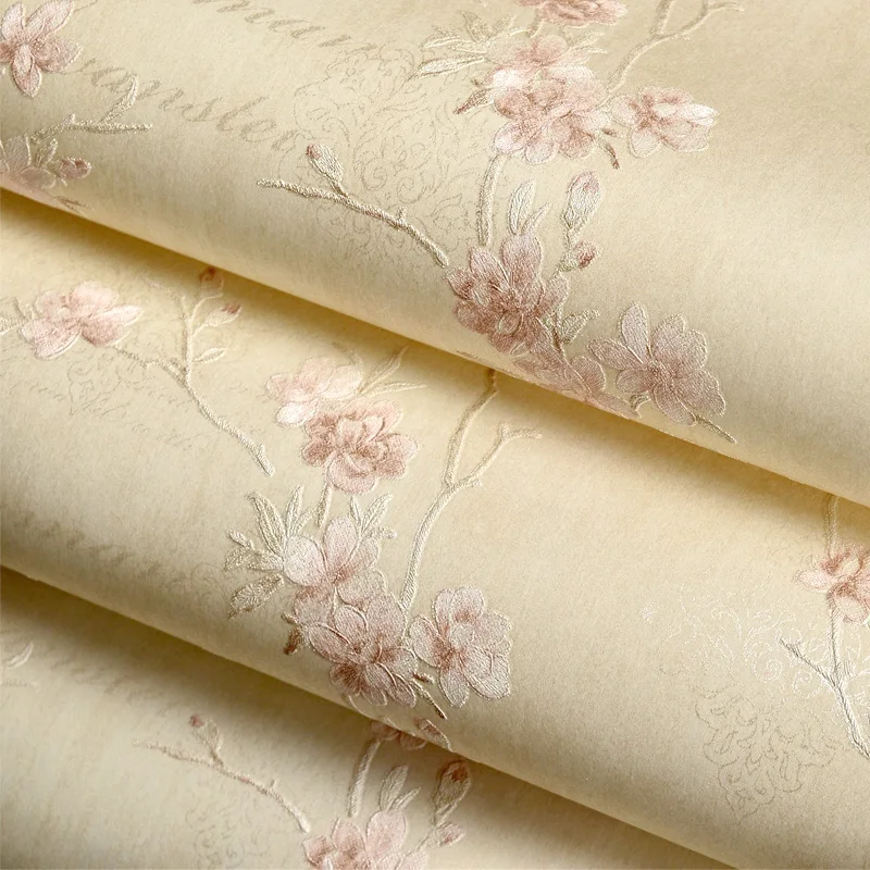 Plum Blossom 3D Embossed Wall Paper Roll 3D Stereo Pink Floral Wallpapers for Bedroom Small Flower Blue Wedding Room Wallpapers Plum Blossom 3D Embossed Wall Paper Roll 3D Stereo Pink Floral Wallpapers for Bedroom Small Flower Blue Wedding Room Wallpapers