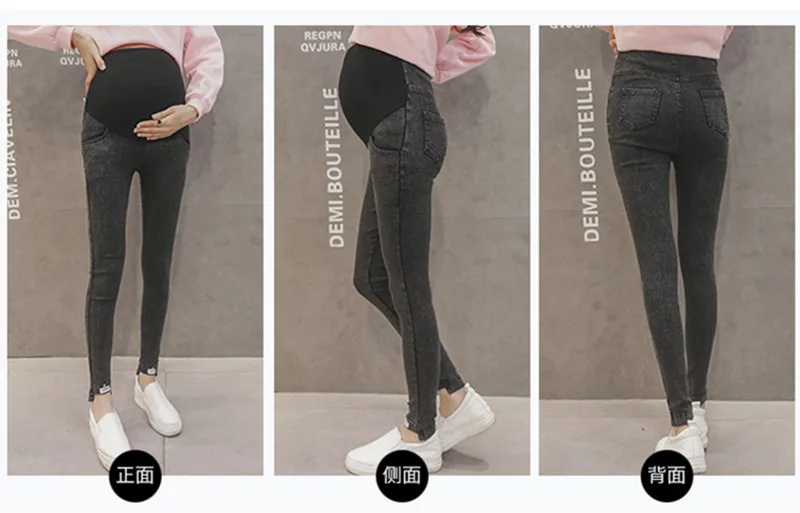 Джинсовые Беременность брюки осенние Высокая талия регулируемый джинсы для беременных живота брюки Одежда для женская одежда для беременных верхняя одежда E0091