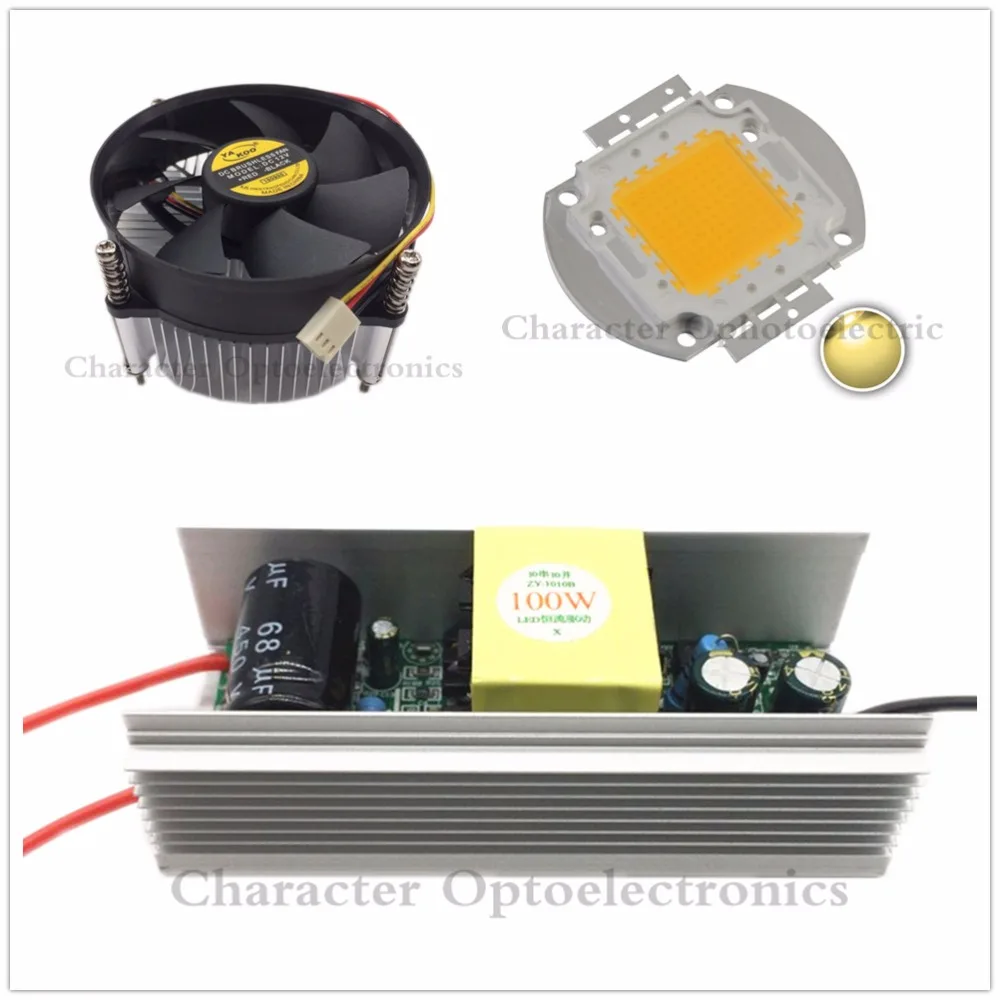 

100W 100Watt High Power warm/cool White LED Light +Heatsink Cooler+100W LED Driver 85-265v
