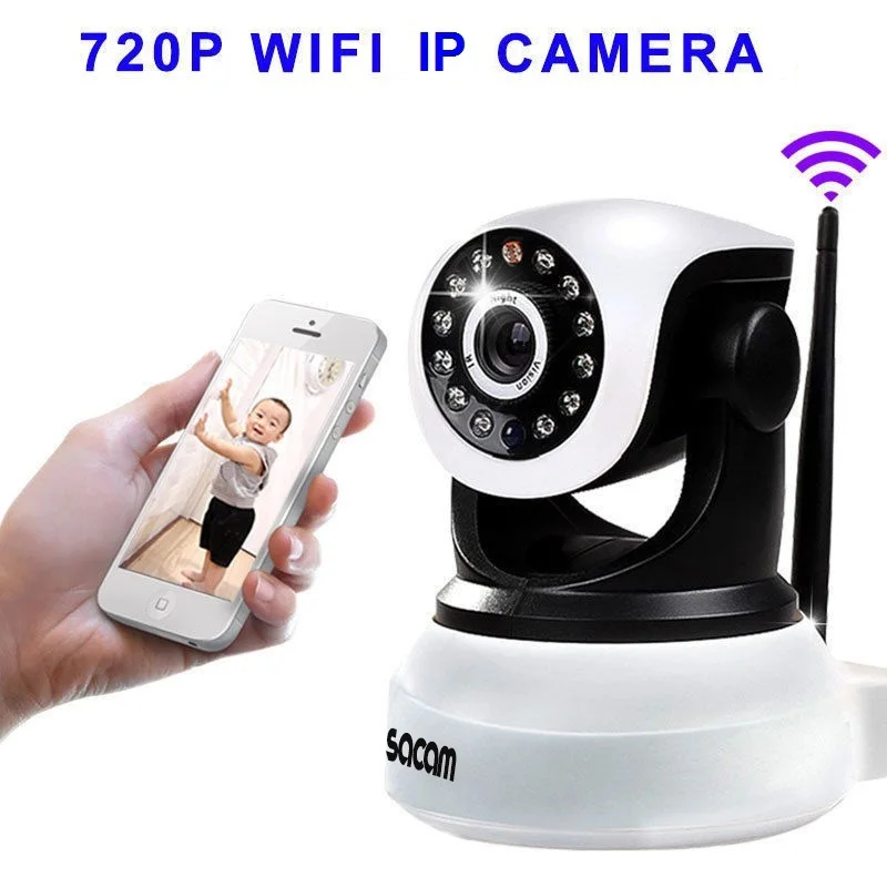 Sacam Wireless IP Camera Baby Monitor 720p Smart Home Security Video Surveillance Network CCTV Two way Audio TF Card App. Eye4