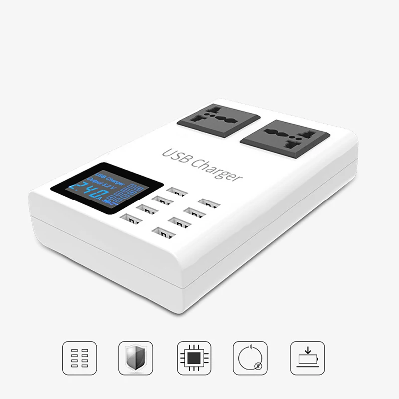 

Thbelieve 2018 Private Model EU/US AC Charger Home Desktop Socket Power Adaptet 8 USB Multi Charging Station LED Digital Display