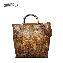 SUWERER, новинка, женские сумки из натуральной кожи, Ретро стиль, тиснение, роскошная кожаная сумка на плечо, топ из воловьей кожи, женские сумки известных брендов