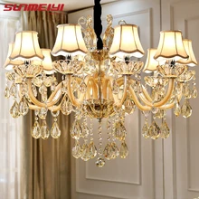 Modern Luxury Crystal Chandelier Lighting For Living Room European lustre para with shade font b Indoor
