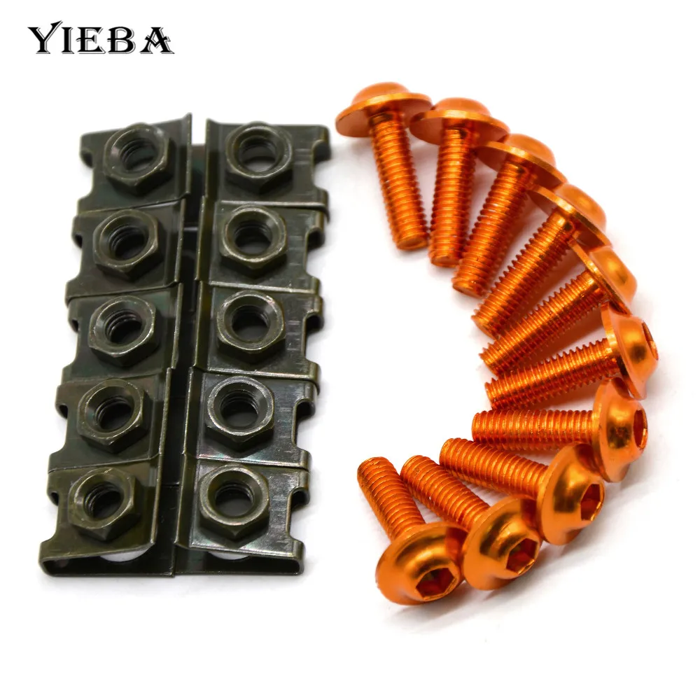 10 pcs CNC Motorcycle Aluminum 6mm Fairing Bolts Spire Speed Fastener Clips Screw Spring Nuts For  RC 390 125 125 SX 125 EXC