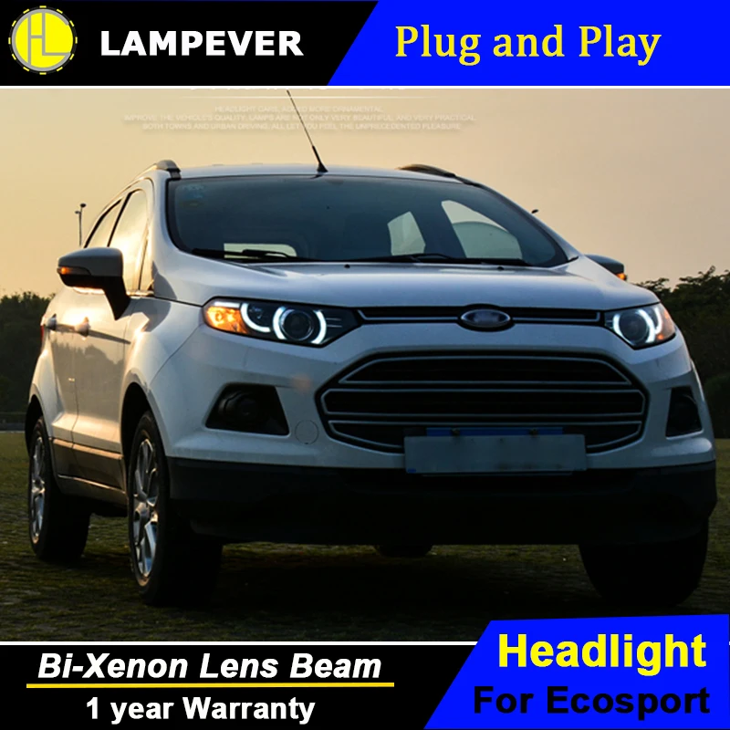 

Lampever Car Styling for Ecosport Headlights New Evoque Desgin LED Headlight DRL Bi Xenon Lens High Low Beam Parking Fog Lamp