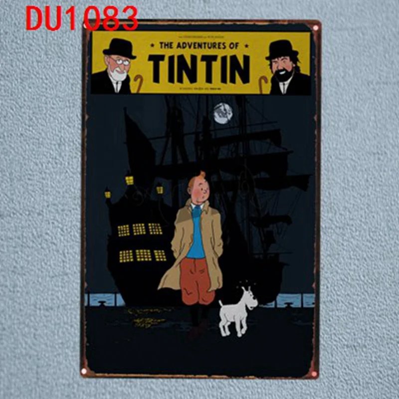 

Tintin Cartoon Tin Signs Metal Plate Wall Pub Kid's Room Home Art Party Decor Vintage Iron Poster Cuadros DU-1083