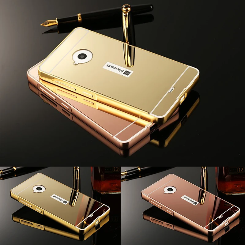 Metal Aluminum Frame Acrylic Plastic Mirror Back Cover Case For Nokia Microsoft Lumia 535 550 630 640 830 930 950 XL 1320 1520 #