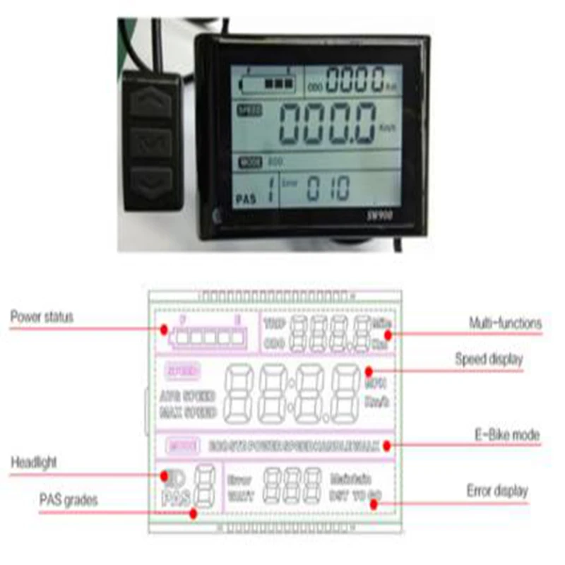 Clearance JS Waterproof LCD900 Display Electric Motor for Mountain Electric bicycle parts with PAS bldc Controller LCD900 Display Suitable 2