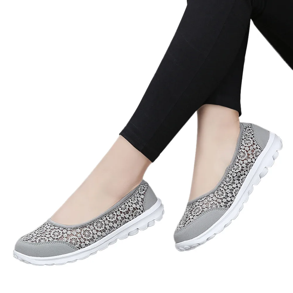 Women Shoes Mesh Fabric Flats Lace Shoes loafer womens shoeses women british shoes women shoes casual canvas slip on 2018