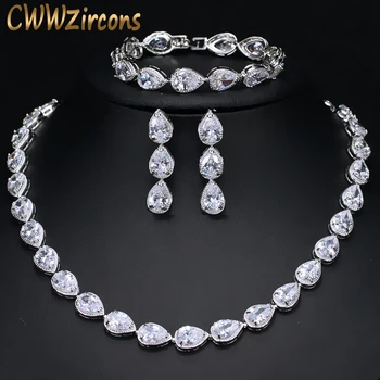 

CWWZircons High Quality 3 Piece African Indian Bridal Wedding Costume Jewellery For Women Luxury Zirconia Jewelry Sets T134