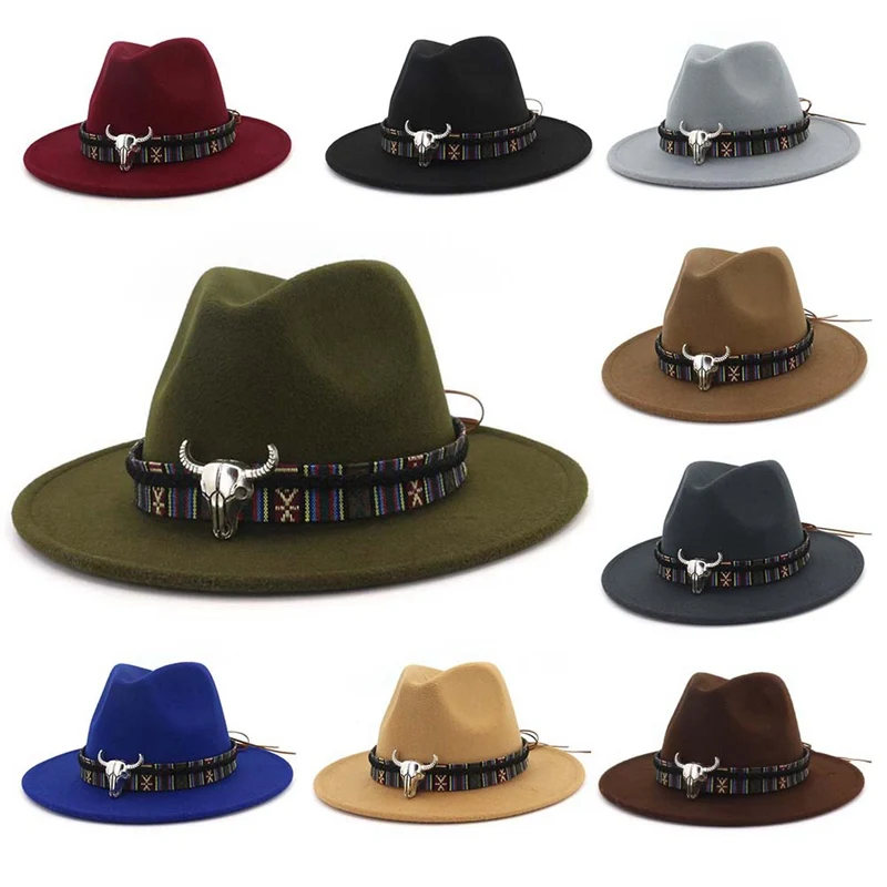

Women Men Wool Hollow Western Cowboy Hat Roll-up Wide Brim Cowgirl Jazz Equestrian Sombrero Cap With Tassel Tauren Ribbon