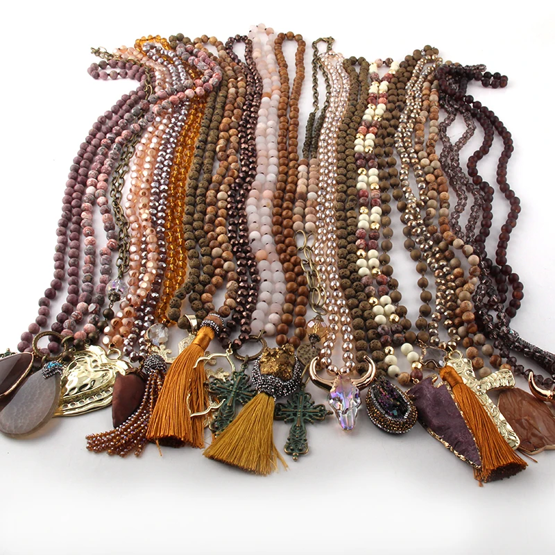 Модное разноцветное коричневое ожерелье ручной работы, Женские Ювелирные изделия, 20 шт, смешанные