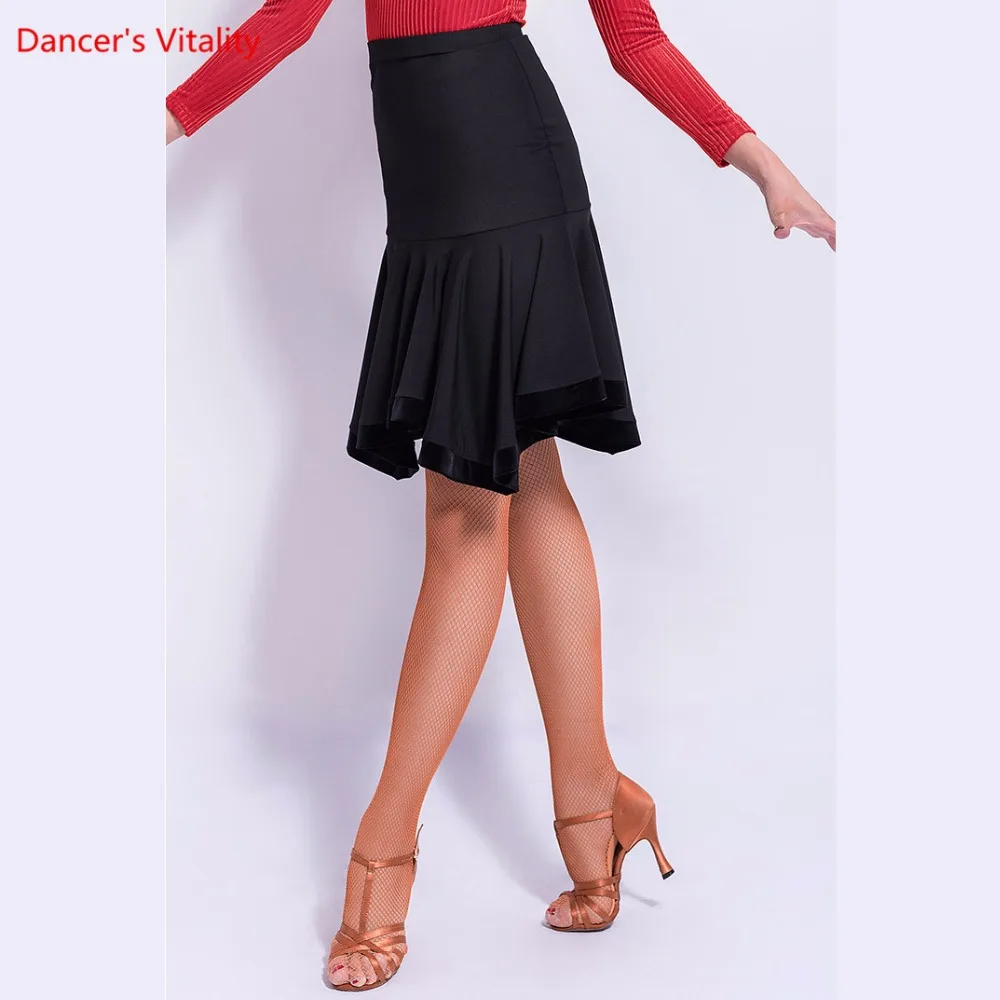 Для женщин латинская юбка для танцев для взрослых женщин с оборками для латинских танцев Костюмы для Для женщин/Для девочек бальное платье, для вальса Костюм Практика одежда