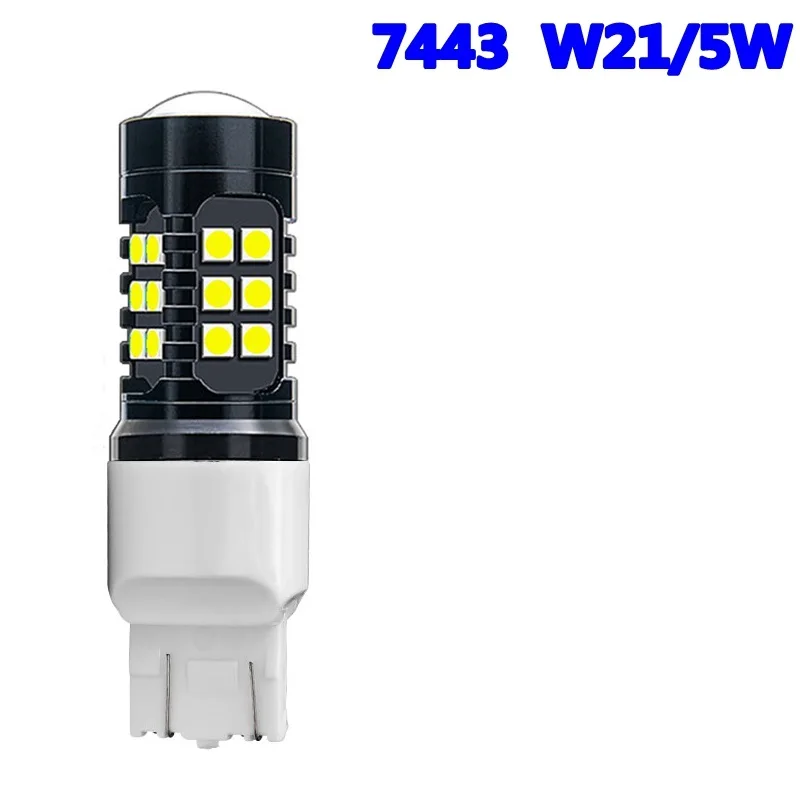 1156 P21W BA15S 1157 P21/5 Вт BAY15D T20 7443 W21/5 Вт 7440 W21W 1200Lm 3030 светодиодный двигатель стоп-сигнал заднего хода автомобиля лампочка указателя поворота - Испускаемый цвет: 7443