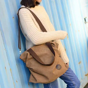 

Women Simple Big Capacity Canvas Bag Vintage Zipper Flap Bag Ladies Shoulder Fashion Casual Messenger Crossbody Bags Bolsos