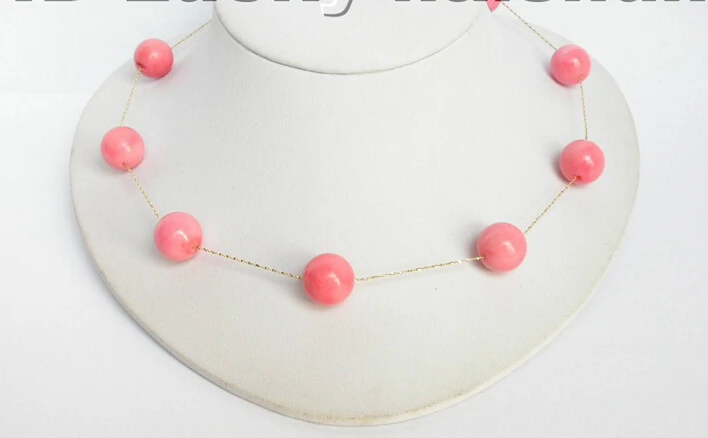 

FREE shipping>>>>14KGP Gold Chain With 100% natural pink coral necklace 6.07