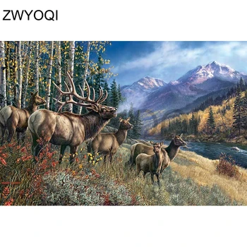 

DIY 3D Diamond mosaic Full Square Diamond painting Cross stitch Sika deer wapiti Full Round Diamond embroidery Sika deer wapiti