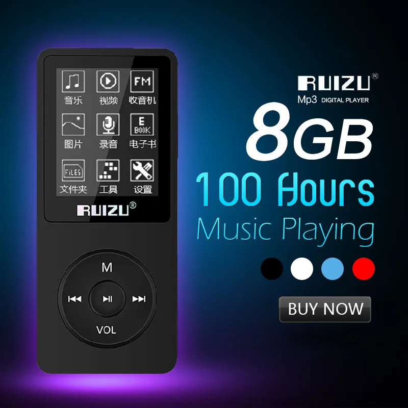 1." TFT Экран RuiZu X02 HiFi 8 Г Производитель Спорт Музыка Mp3-плеер Fm-рекордер