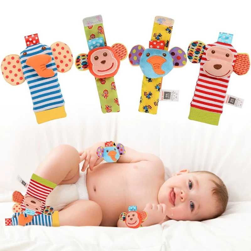 Мультяшные игрушки для детей 0-12 месяцев Детские младенческие Новорожденные плюшевые носки детские игрушки ремешок на запястье детские