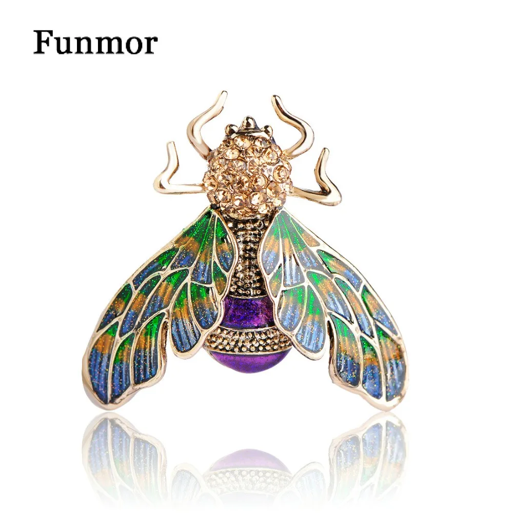 

New Arrival Vintage Bee Brooch Corsage Antique Gold Color Colorful Enamel Mosquitoes Broach Gifts Insect Brooches For Women uk
