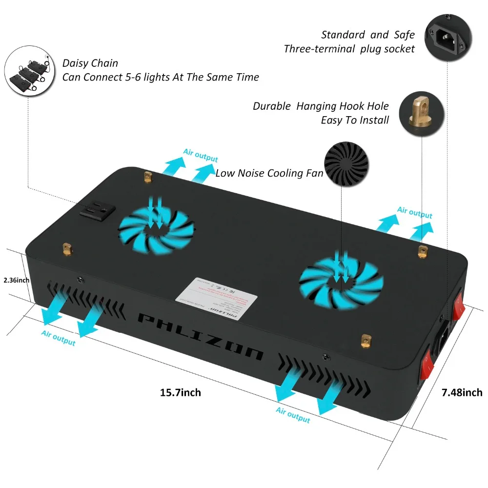 Phlizon полный спектр 600/900 W/1200 W растет свет лампы для комнатных растений растительности цветок парниковых расти палатка